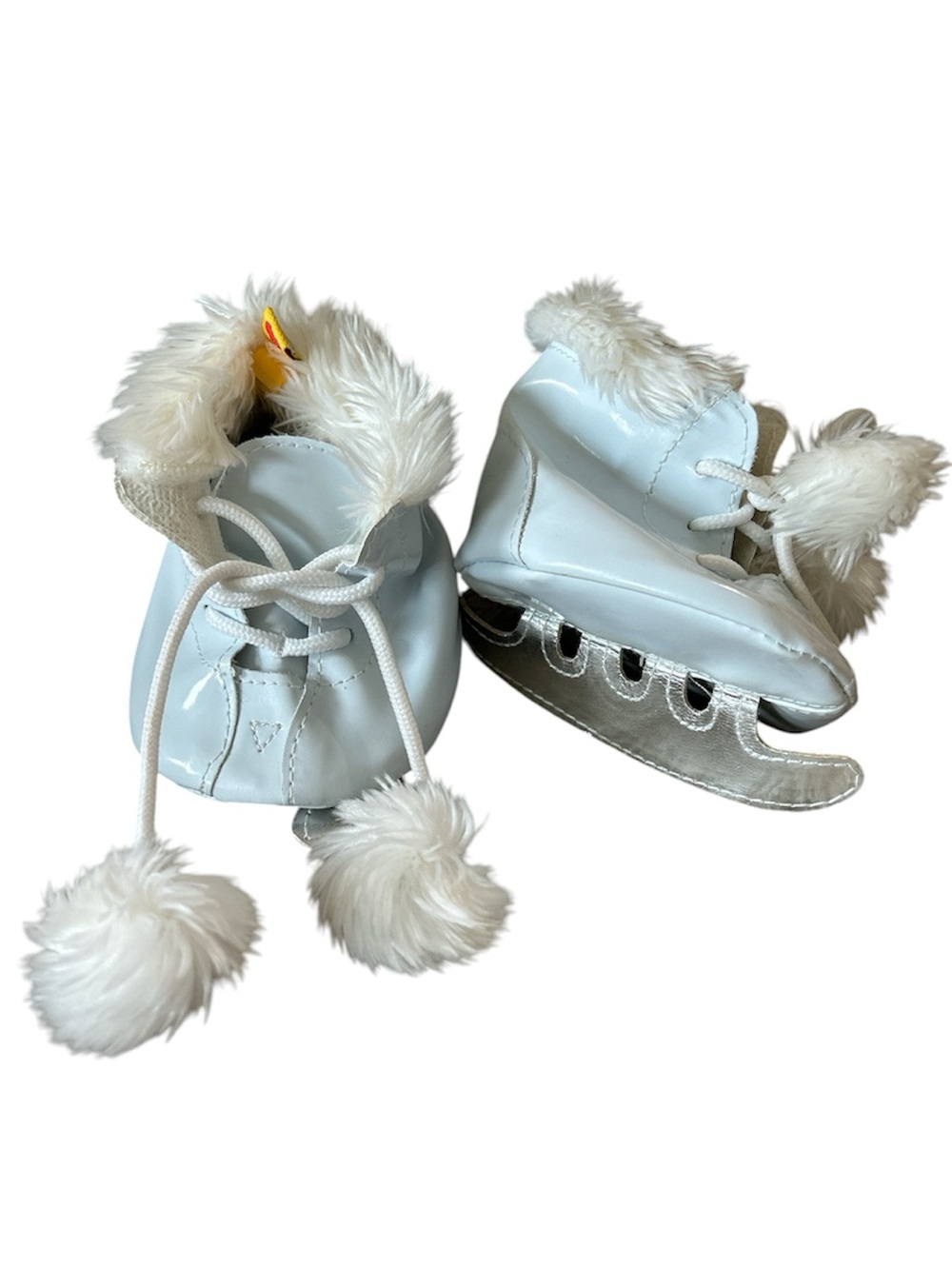 Build-a-bear ice skate shoes with Faux-Fur Pom Pom Lace-Up-shoes for teddy bears